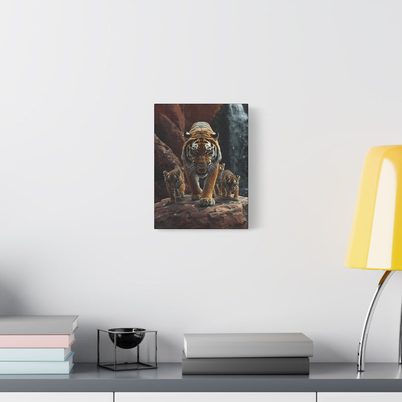 Premium 9″ x 12″ | 22.86 cm x 30.48 cm wildlife tigers canvas print on a 1.25″ | 3.18 cm modern gallery frame.