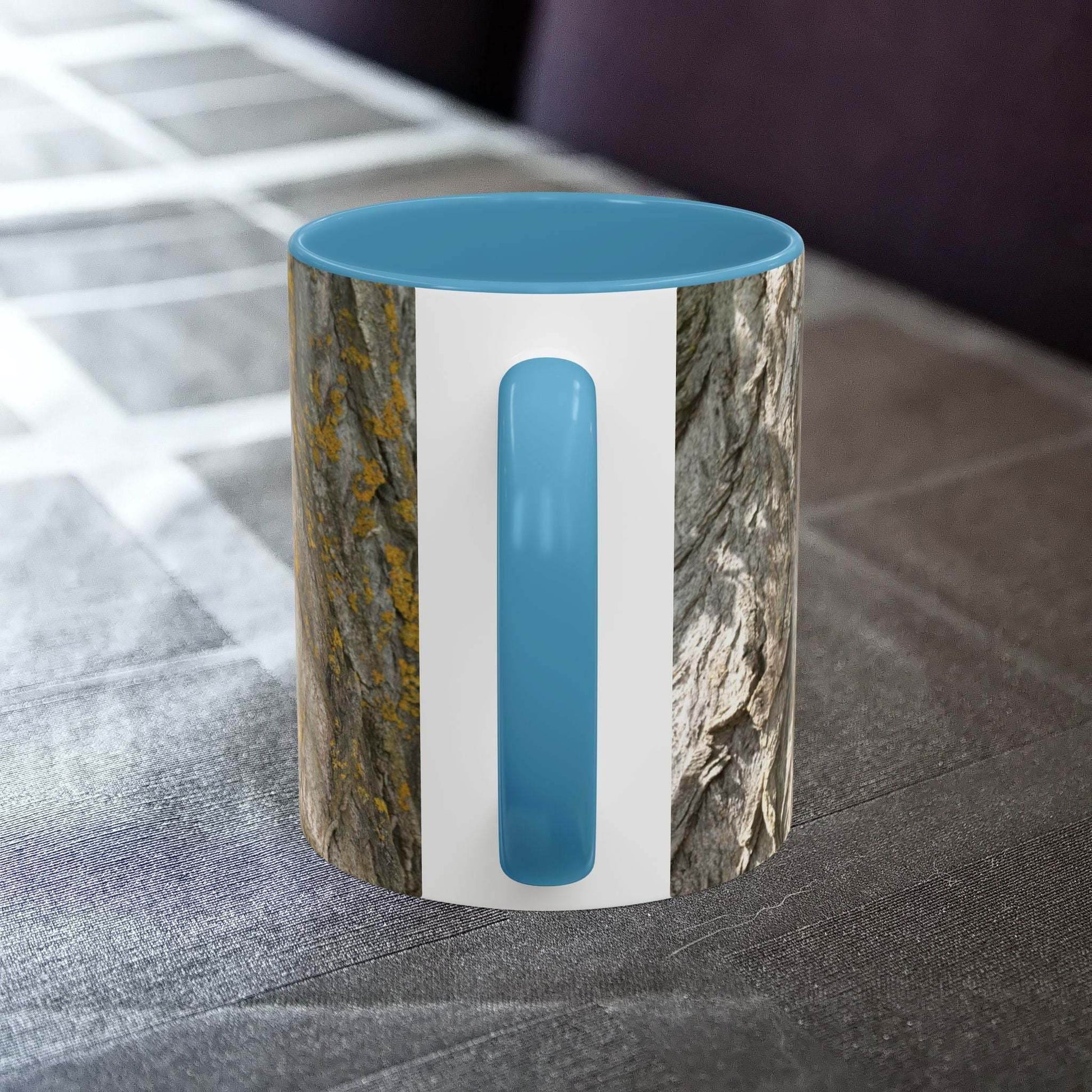 Coffee Mug with Tree Trunk Design on Table