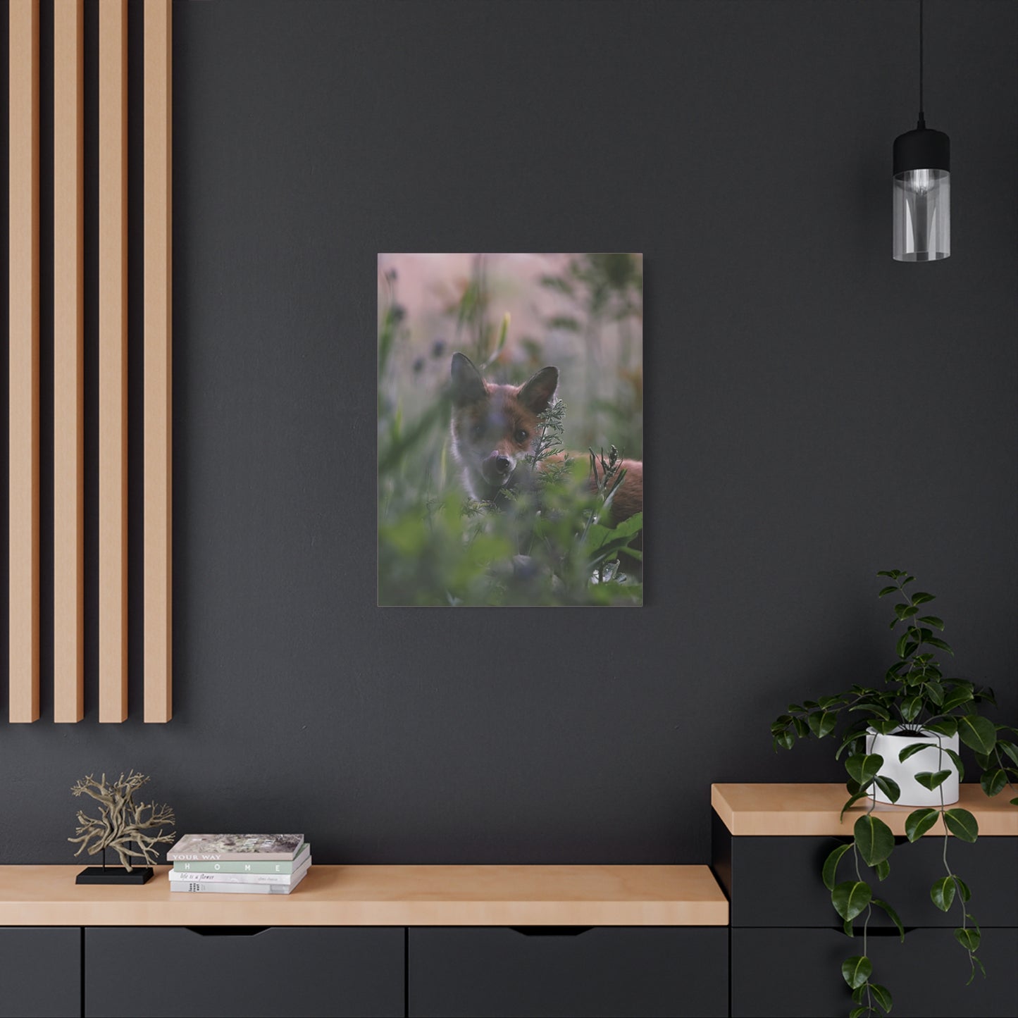 Vos in het wild, matte canvasprint — Natuur muurdecoratie, gespannen op een frame van 3,17 cm (1,25 inch)