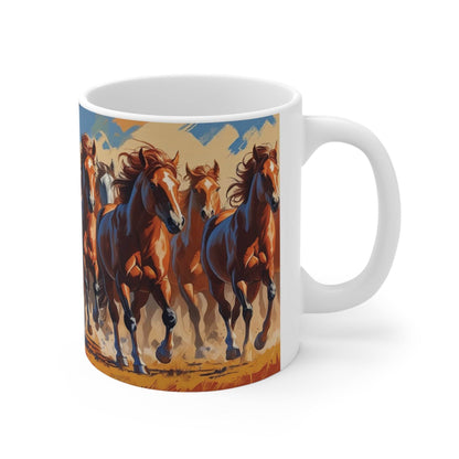 Mug - Beautiful Running Horses Ceramic Coffee Cup - A Pretty Print