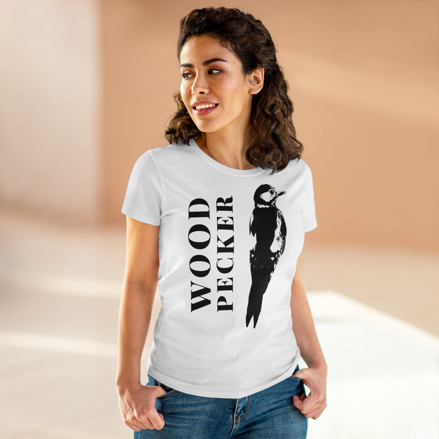 Woodpecker Graphic Tee, Nature Lover Shirt, Casual Women's Shirt, Birdwatching