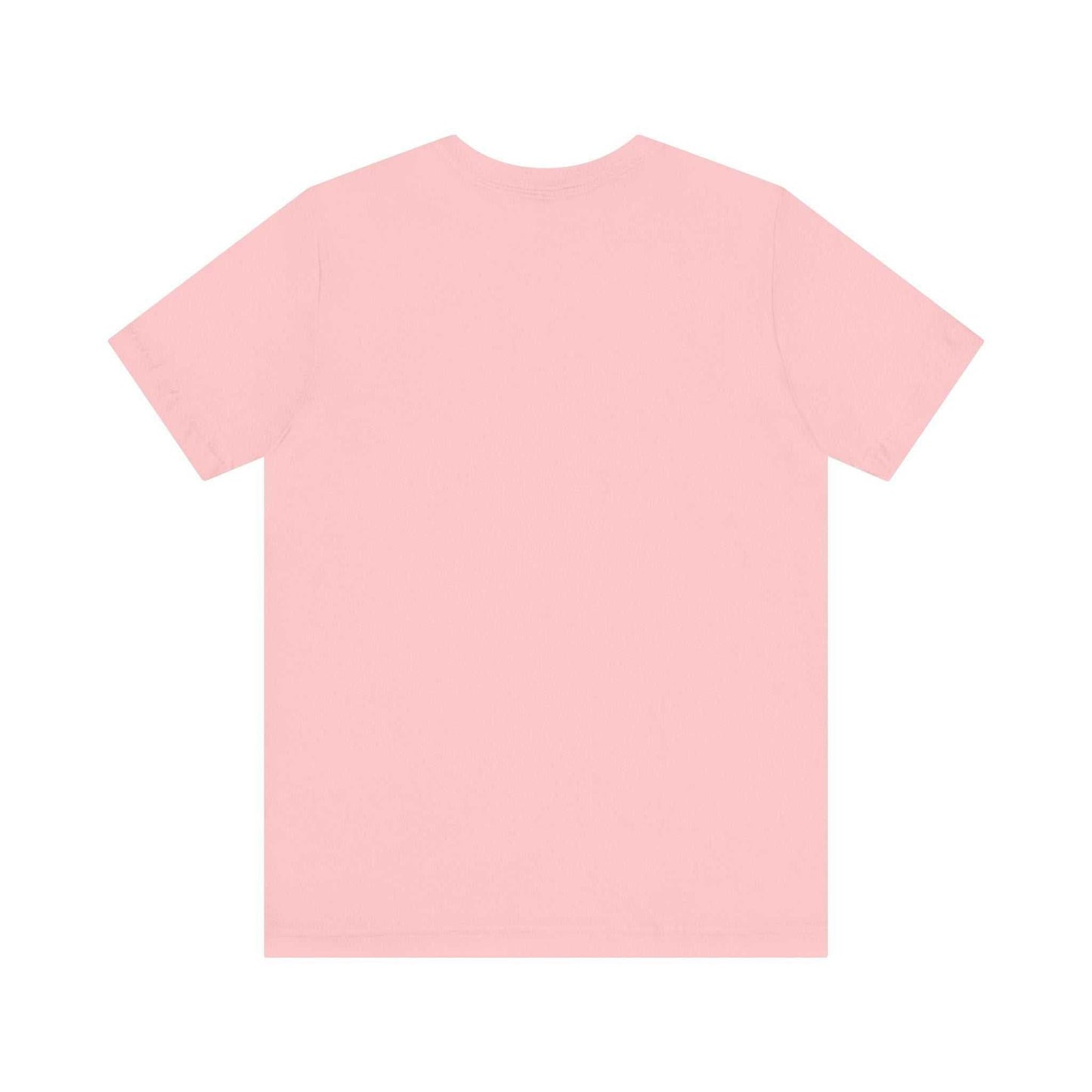 Unisex short sleeve tee in pink with 'I Be-leaf In Nature' design, eco-friendly fashion for nature lovers.