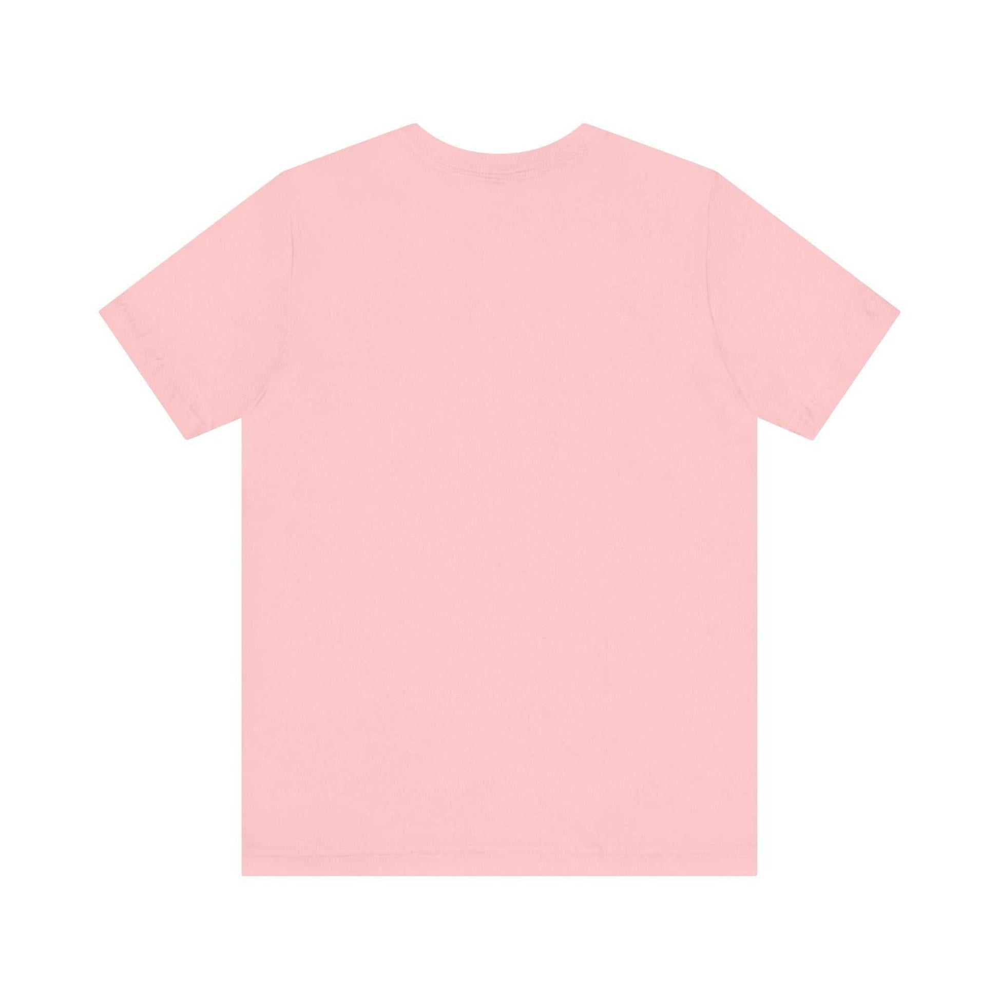 Unisex short sleeve tee in pink with 'I Be-leaf In Nature' design, eco-friendly fashion for nature lovers.