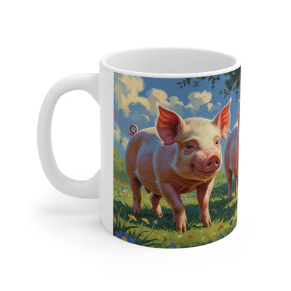 Pigs Mug - Ceramic Coffee Cup - A Pretty Print