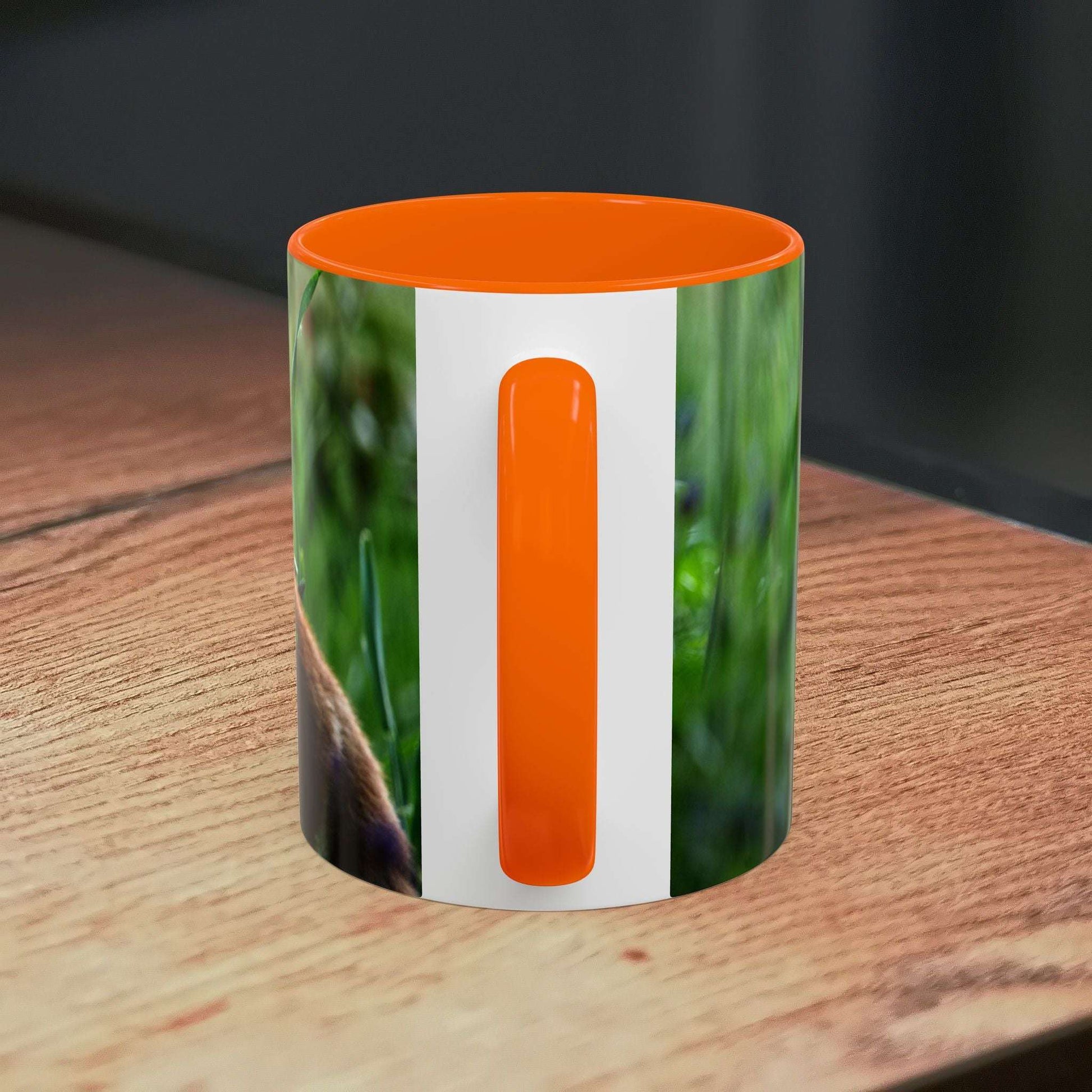 Fox-inspired accent coffee mug with vibrant colors and comfortable handle, perfect for nature lovers and wildlife decor.