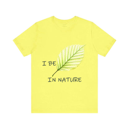 Nature-inspired 'Be-Leaf' tee with leaf motif, eco-friendly unisex short sleeve shirt.