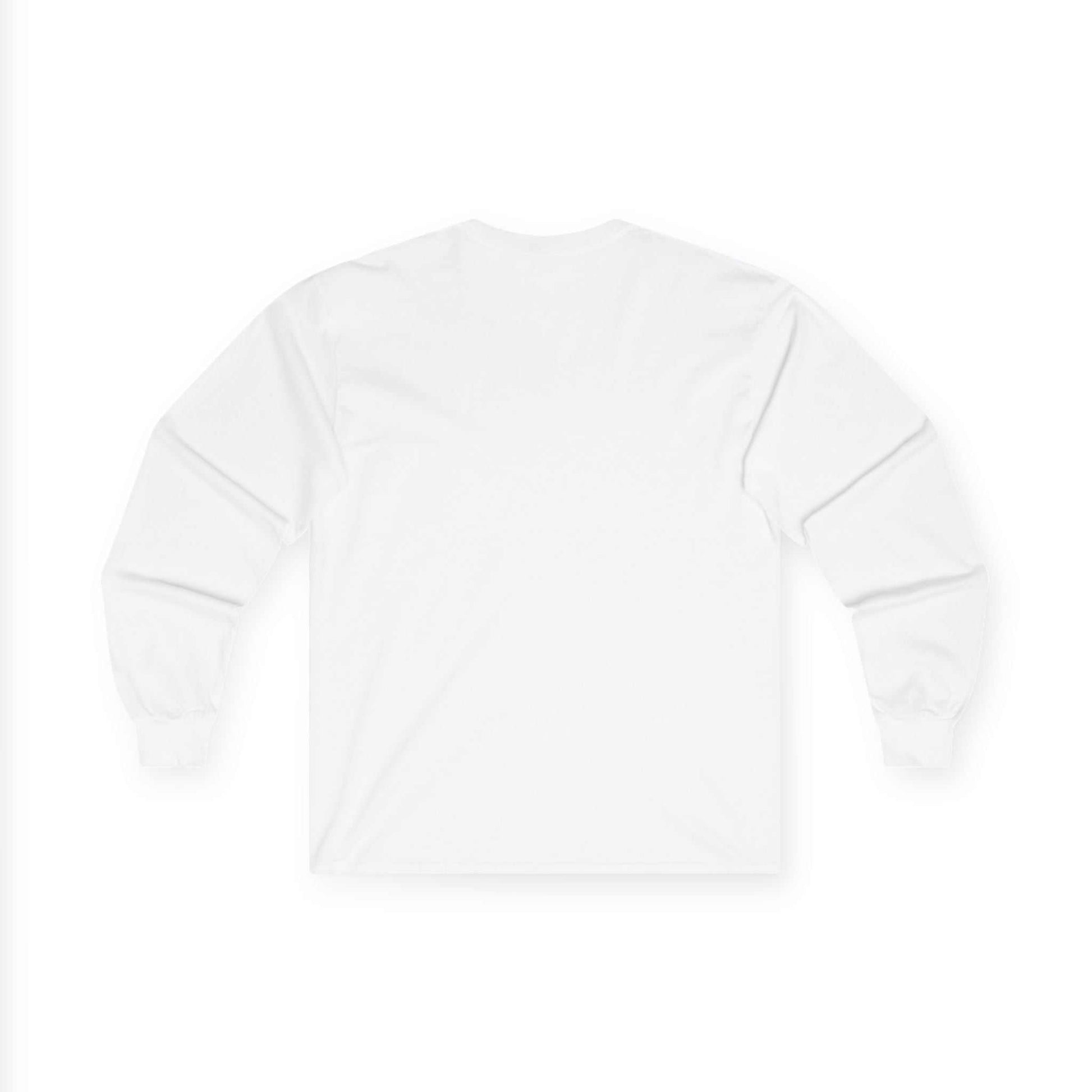 Unisex long sleeve cotton tee with funny pheasant design in white, featuring ribbed knit collar and durable construction.