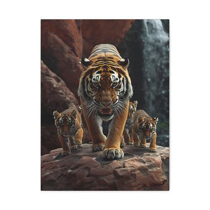 Tiger Family Canvas Print - Stretched Matte Wall Art