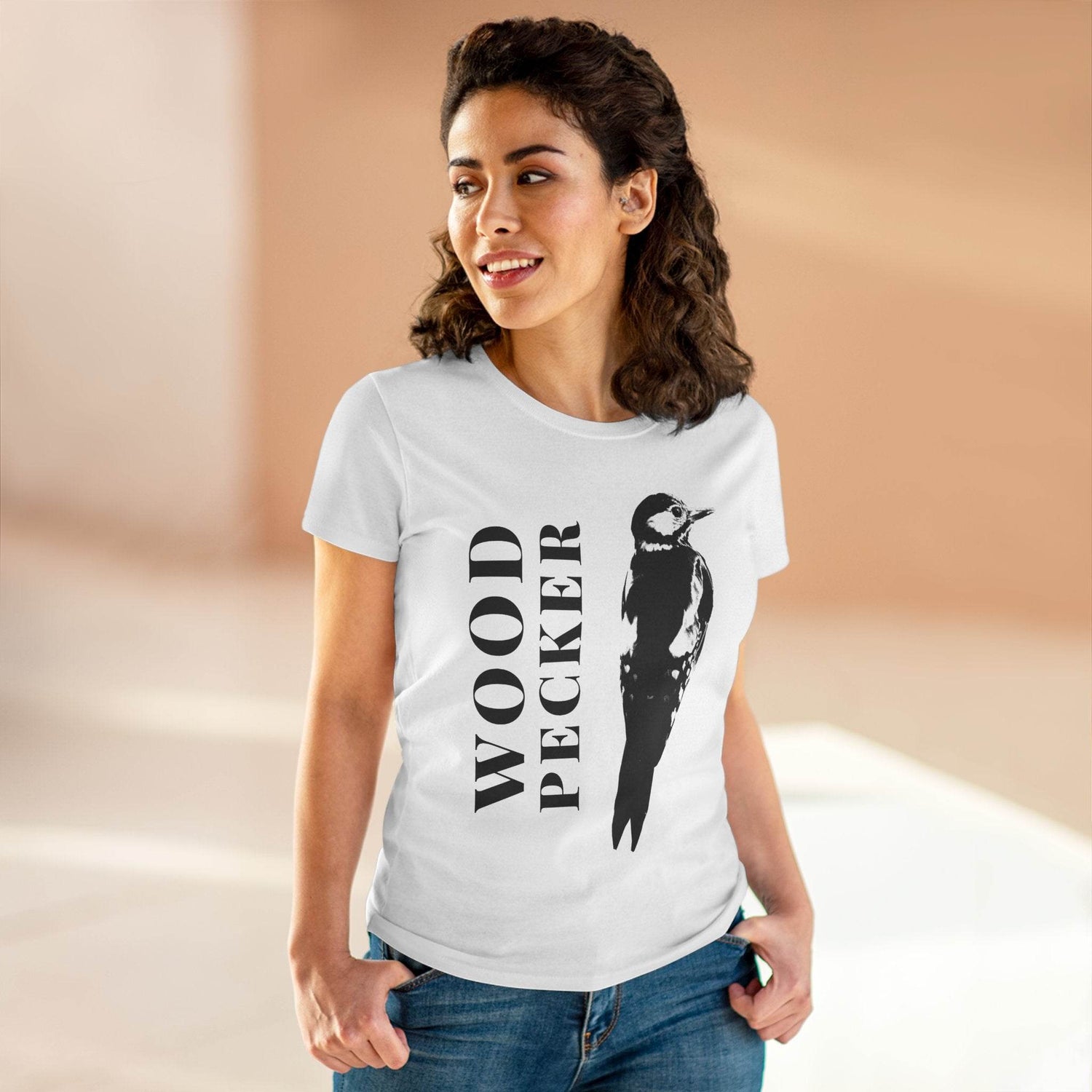 Woodpecker Graphic Tee, Nature Lover Shirt, Casual Women's Shirt, Birdwatching - A Pretty Print