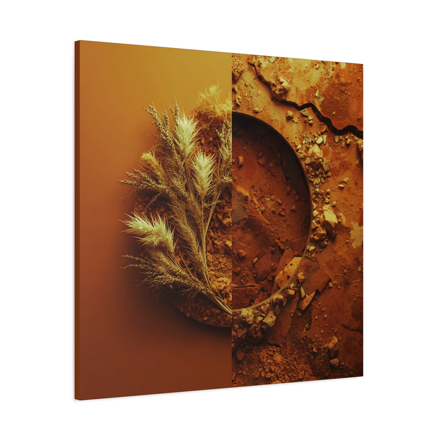 Herbstliches Wandbild mit goldenem Pampasgras in 36″ x 36″ | 91.44 cm x 91.44 cm mit 1.25″ | 3.18 cm Tiefe.
