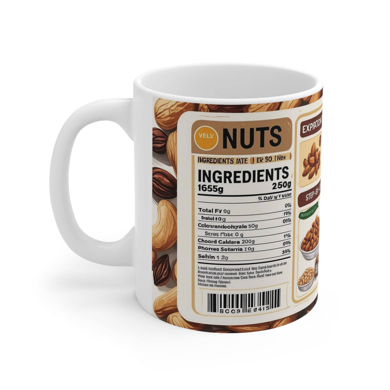 Farbenfroher 325ml Nüsse Kaffeebecher mit einem lustigen und unkonventionellen Design mit knalligen Farben für Erwachsene.