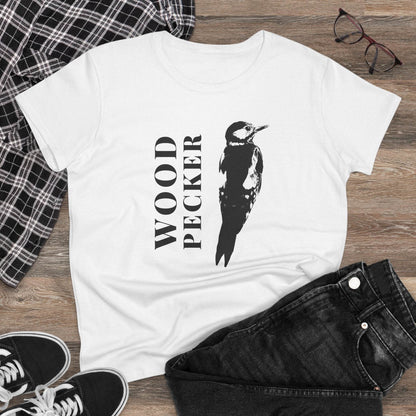 Woodpecker Graphic Tee, Nature Lover Shirt, Casual Women's Shirt, Birdwatching - A Pretty Print