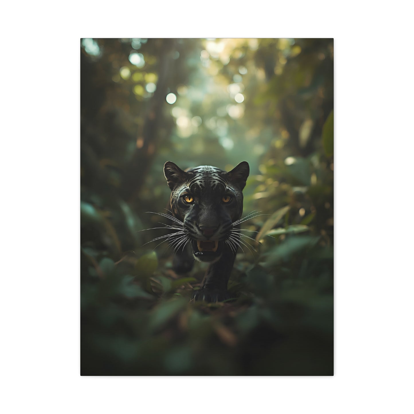 Black Panther Canvas Wall Art — Majestic Jungle Cat Stretched Matte Canvas
