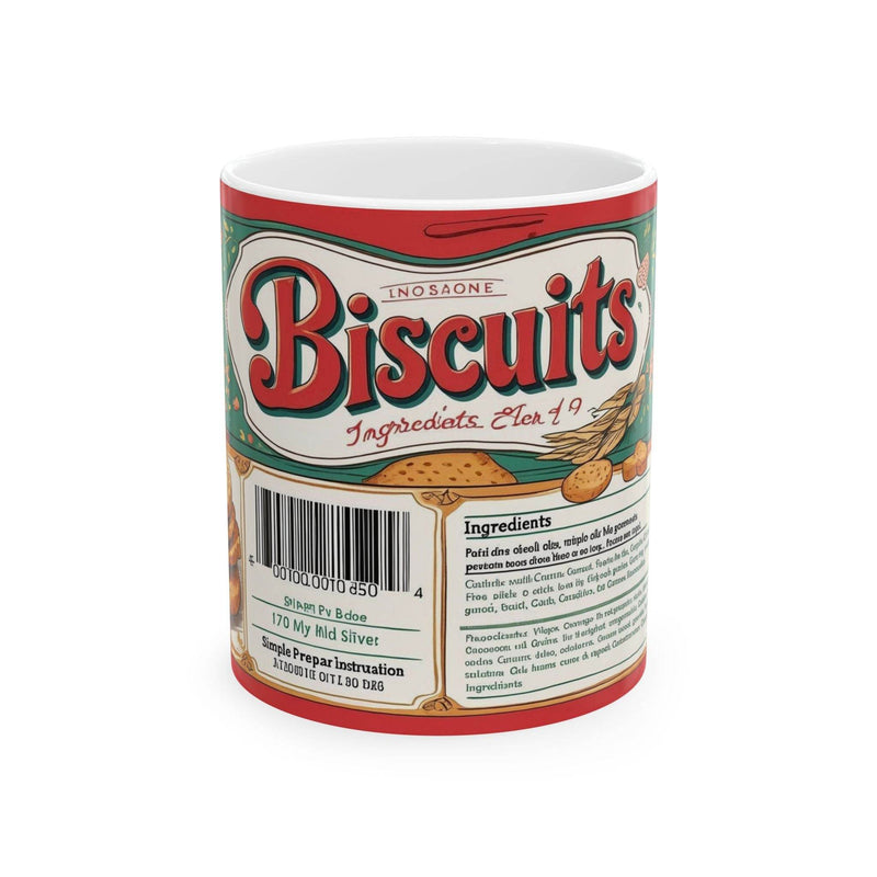 Charming 11oz Mug - Biscuits Coffee Mug standing beautifully next to green botanical indoor plants.