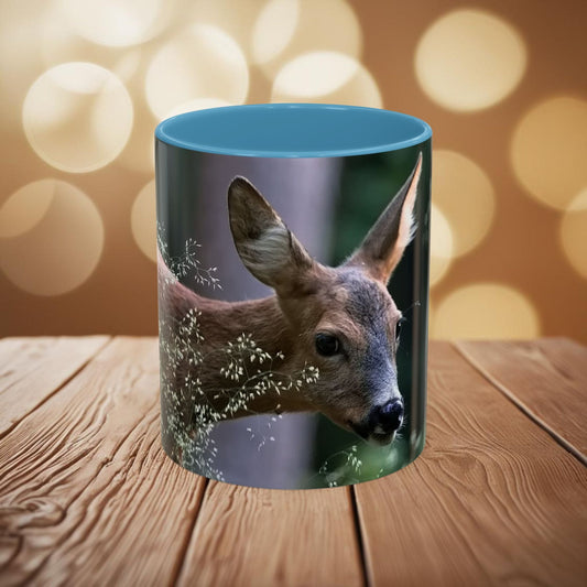 Nature-Inspired Deer Ceramic Mug with Elegant Design - 11oz