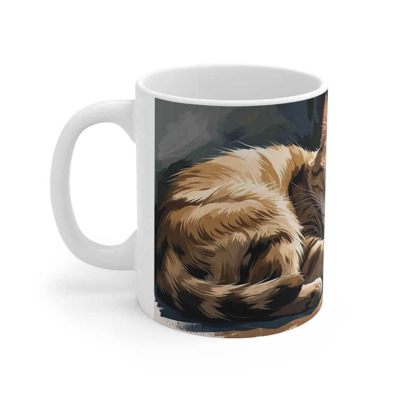 Hochwertiger weißer 325ml Becher aus robustem Keramikmaterial mit praktischem Henkel und einem kreativen Haustier-Design.