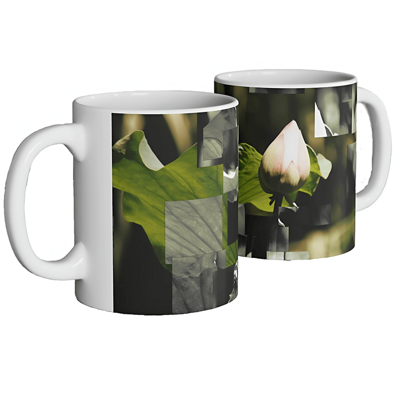 Botanische keramische mok — Abstracte lotus- en bladkunst