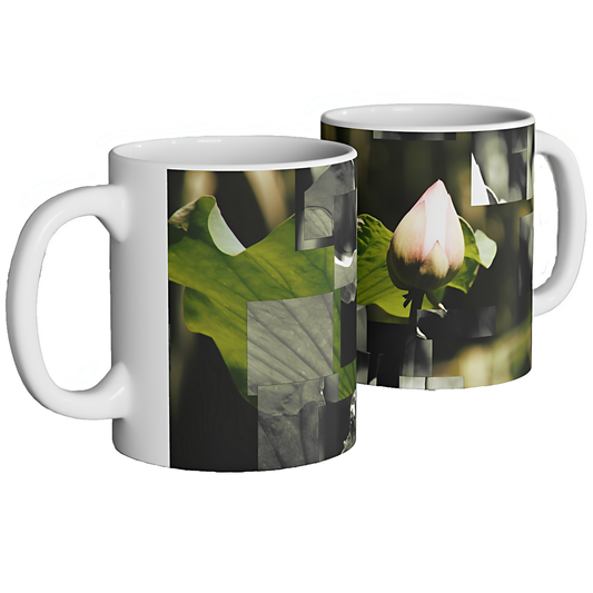 Botanical Ceramic Mug — Abstract Lotus & Leaf Art (11oz, 15oz)