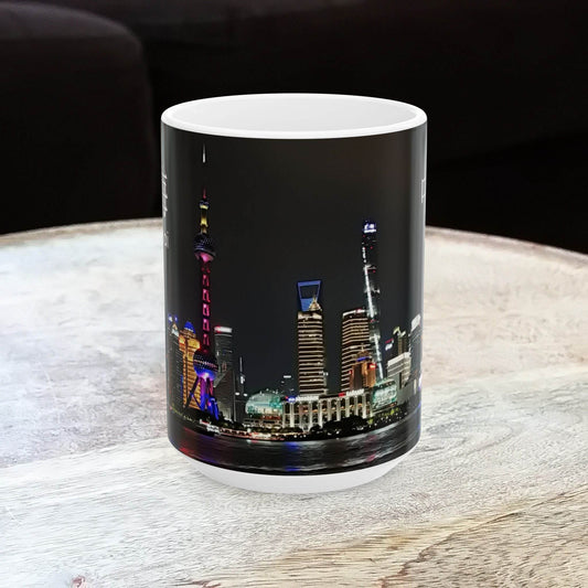 Mug, Shanghai Oriental Pearl Tower 15oz Ceramic Cup Gift, Coffee Tea - A Pretty Print
