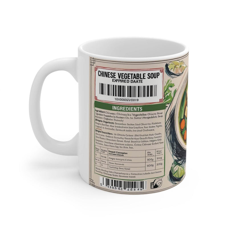 325ml Kaffeebecher aus Keramik mit einem leckeren chinesischen Gemüsesuppen-Design, perfekt für einen farbenfrohen Alltag.