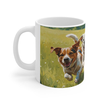 Mug - Running Dogs in a Meadow Coffee Cup - A Pretty Print