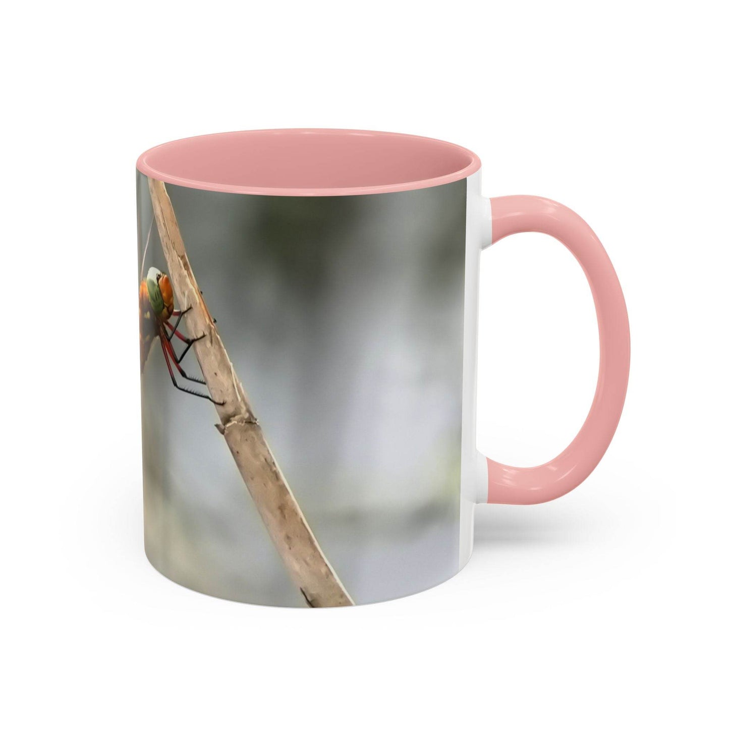 Mug - Pretty Dragonfly Design, White Ceramic
