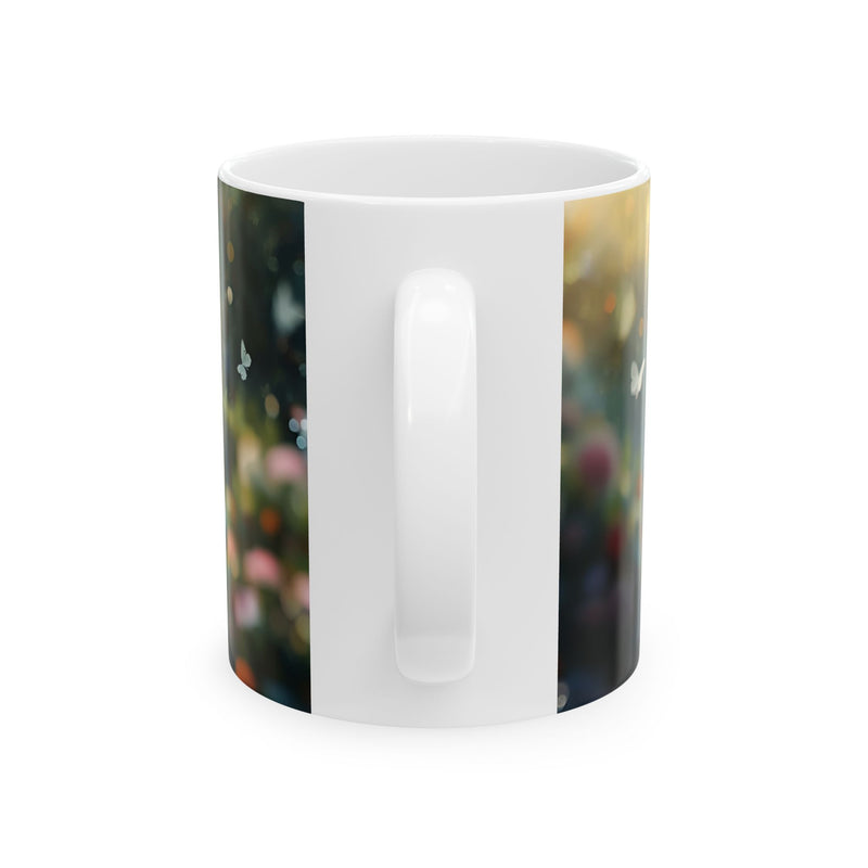 Ceramic Mug — Enchanted Garden Temple with Butterflies, 11oz & 15oz