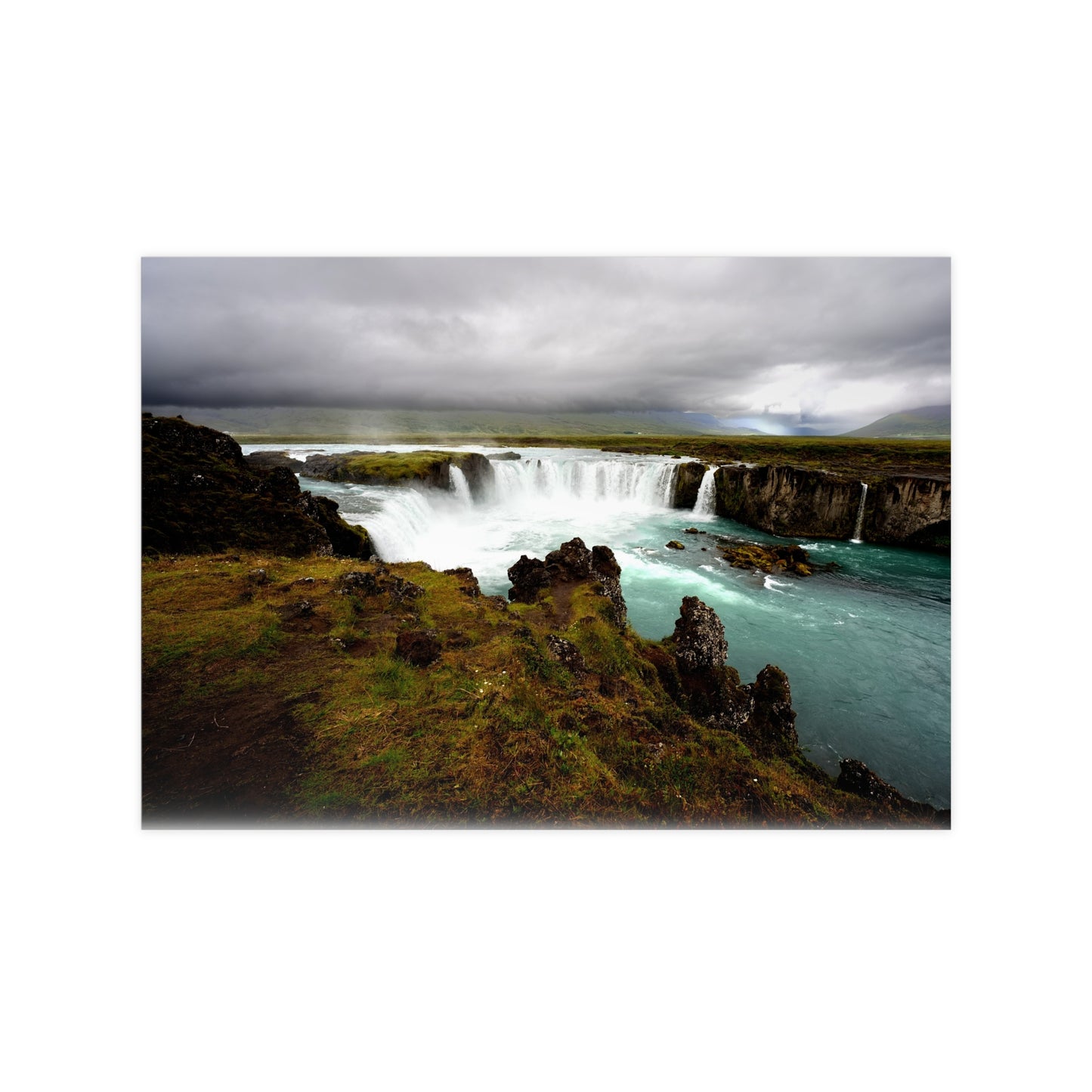 Poster, Godafoss Waterfall Northern Iceland, Photography Print, Wall Decor, Nature Art, Home Decoration