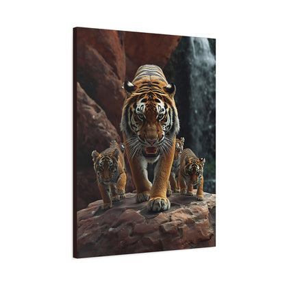Tiger Family Canvas Print - Stretched Matte Wall Art