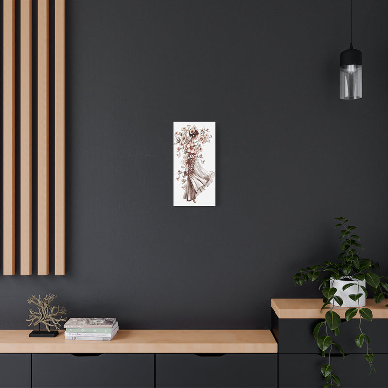 Blossoms and butterflies art on a 10″ x 20″ | 25.40 cm x 50.80 cm matte canvas print, Depth 1.25″ | 3.18 cm.