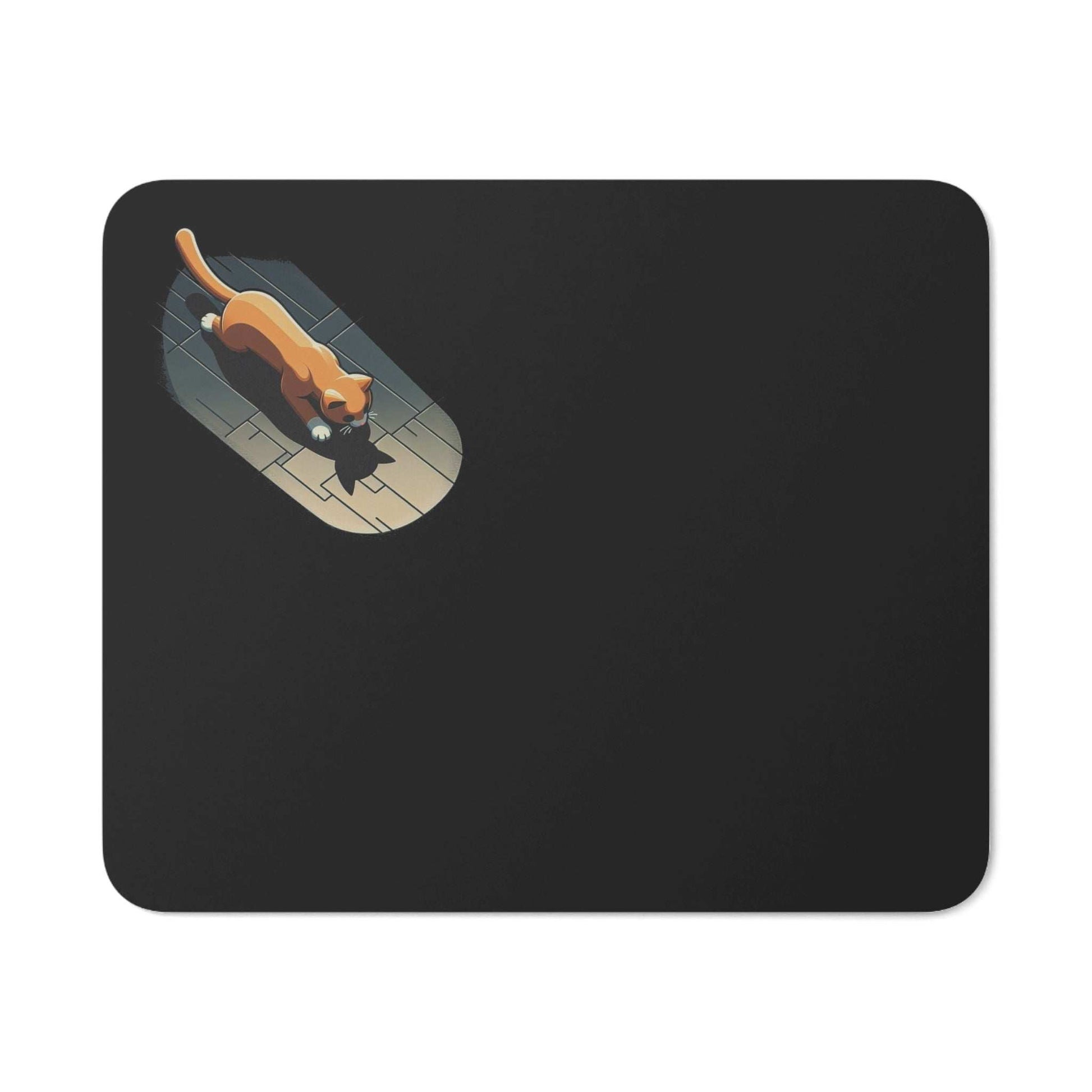 Rectangular cat mouse pad with playful cat design, non-slip rubber base.