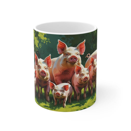 Coffee Cups - Cute Pigs Design - A Pretty Print
