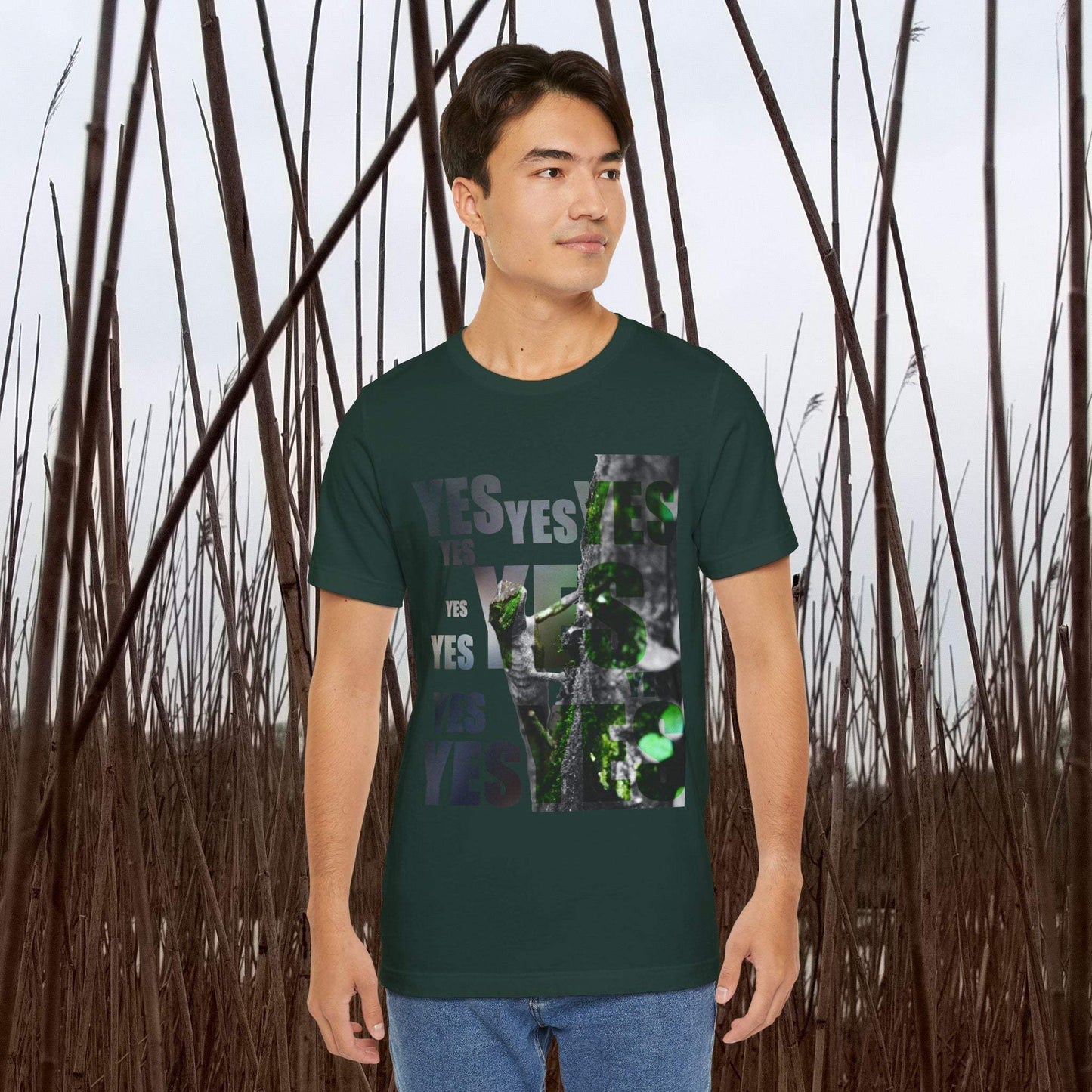 Unisex Tee with nature print, yes and no graphic, designed for effortless style and comfort.