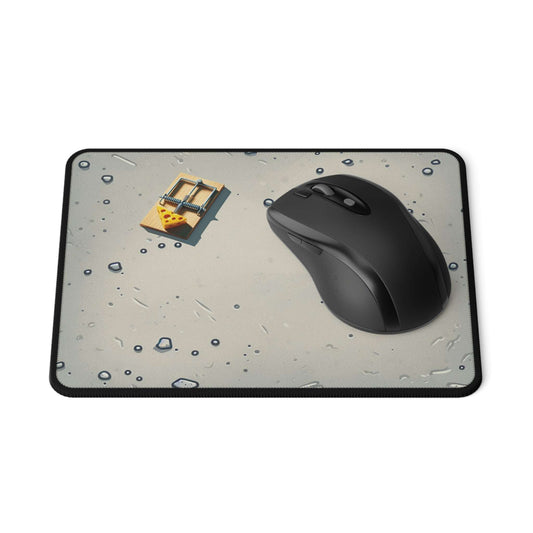 Non-slip gaming mouse pad with cartoon mouse trap design, ideal for precision and comfort during gaming sessions.