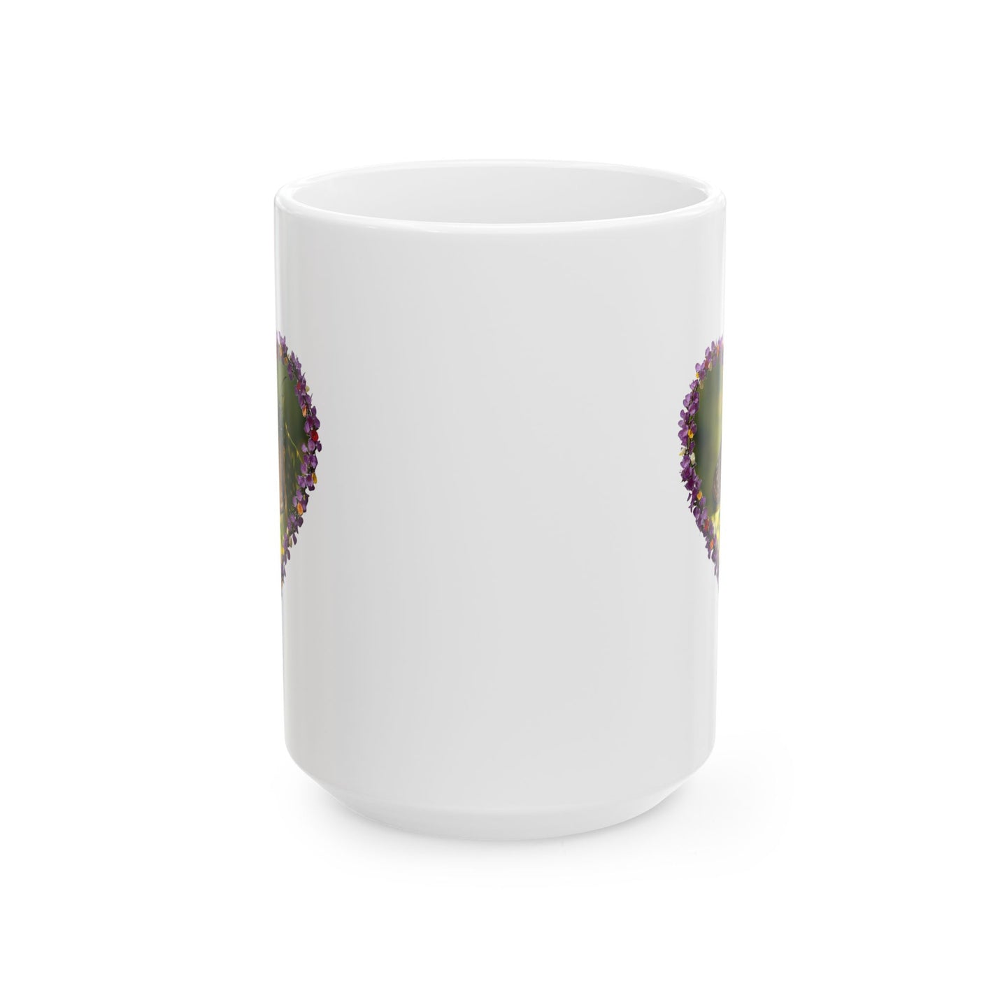 Beautiful 15oz nature-inspired coffee mug crafted with a sturdy C-handle and an ORCA-coated crisp color finish.