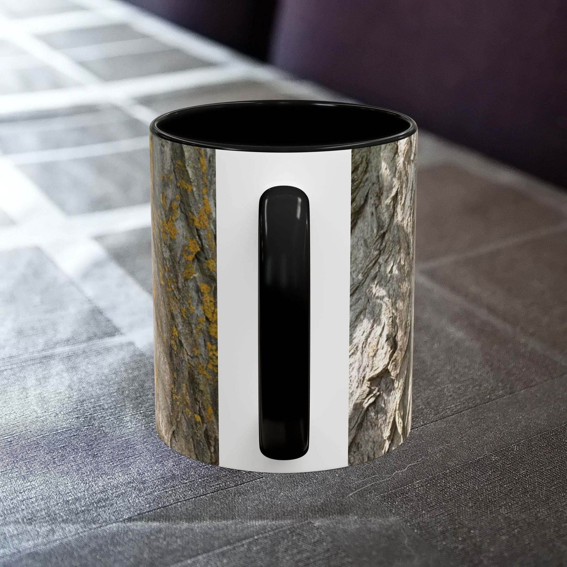 Tree trunk design coffee mug with rustic vibe for nature lovers.