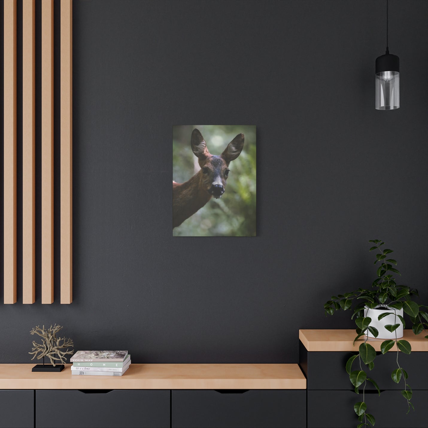 Contemplative 18″ x 24″ | 45.72 cm x 60.96 cm animal portrait wall art on a 1.25″ | 3.18 cm thick matte canvas print.