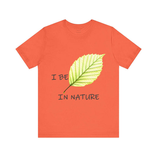 Nature-Inspired 'Be' Leaf Tee featuring leaf motif and inspirational quote, unisex eco-friendly fashion.