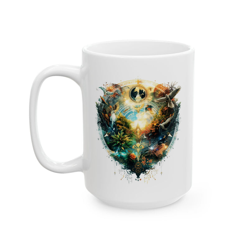 Adventure Landscape Ceramic Mug — Fantasy Nature Compass Design (11oz, 15oz)