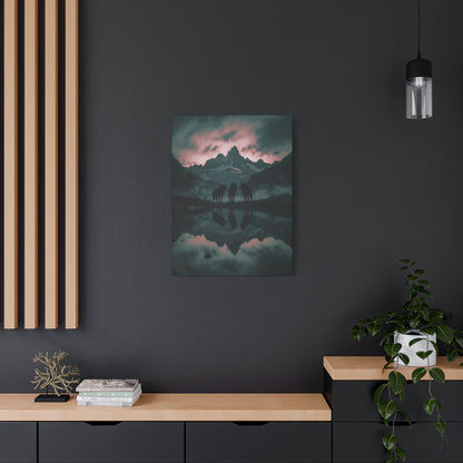 Wolf Pack Mountain Canvas Print — Moody Night Landscape Wall Art