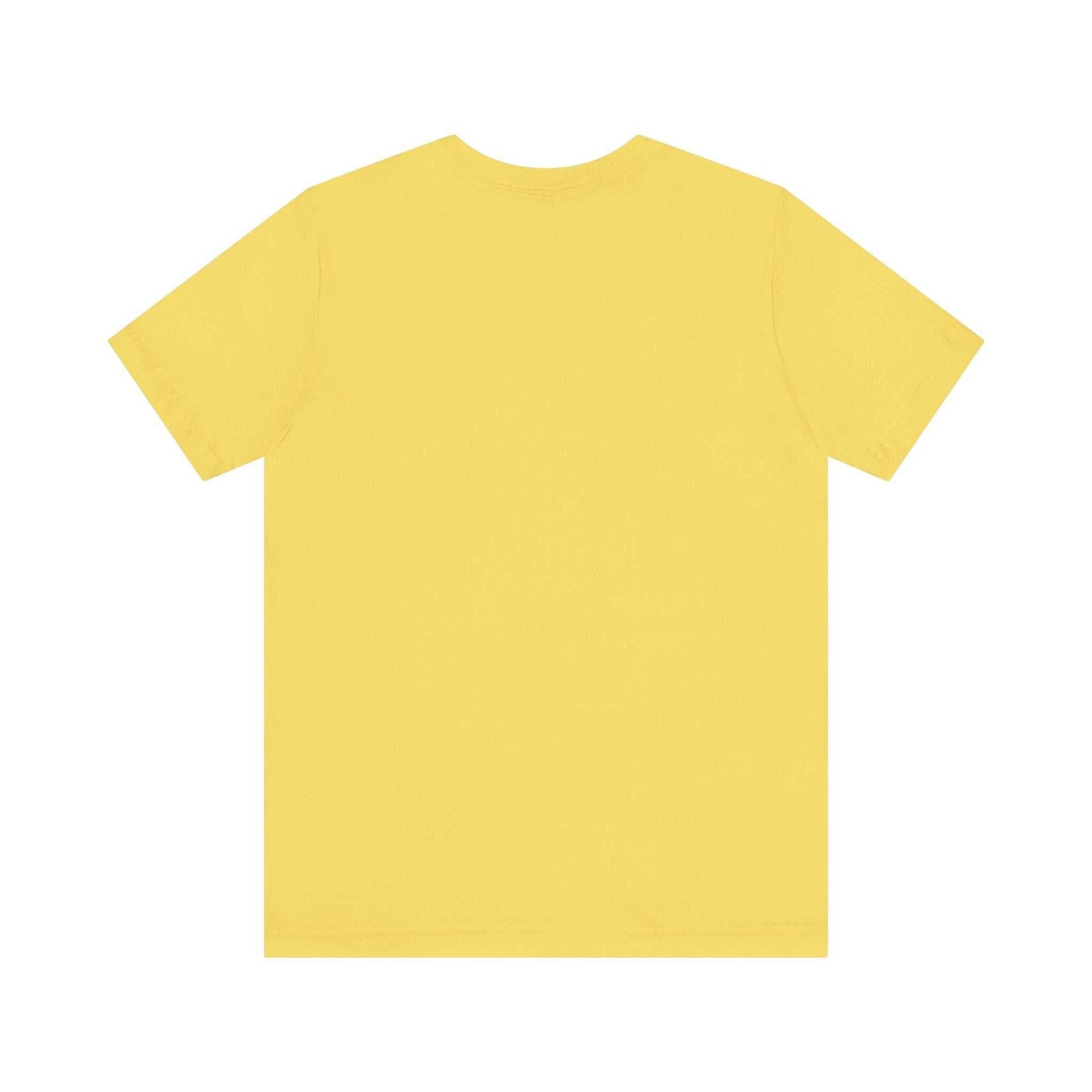 Unisex yellow t-shirt with 'I Be-leaf In Nature' design, eco-friendly fashion for nature lovers.