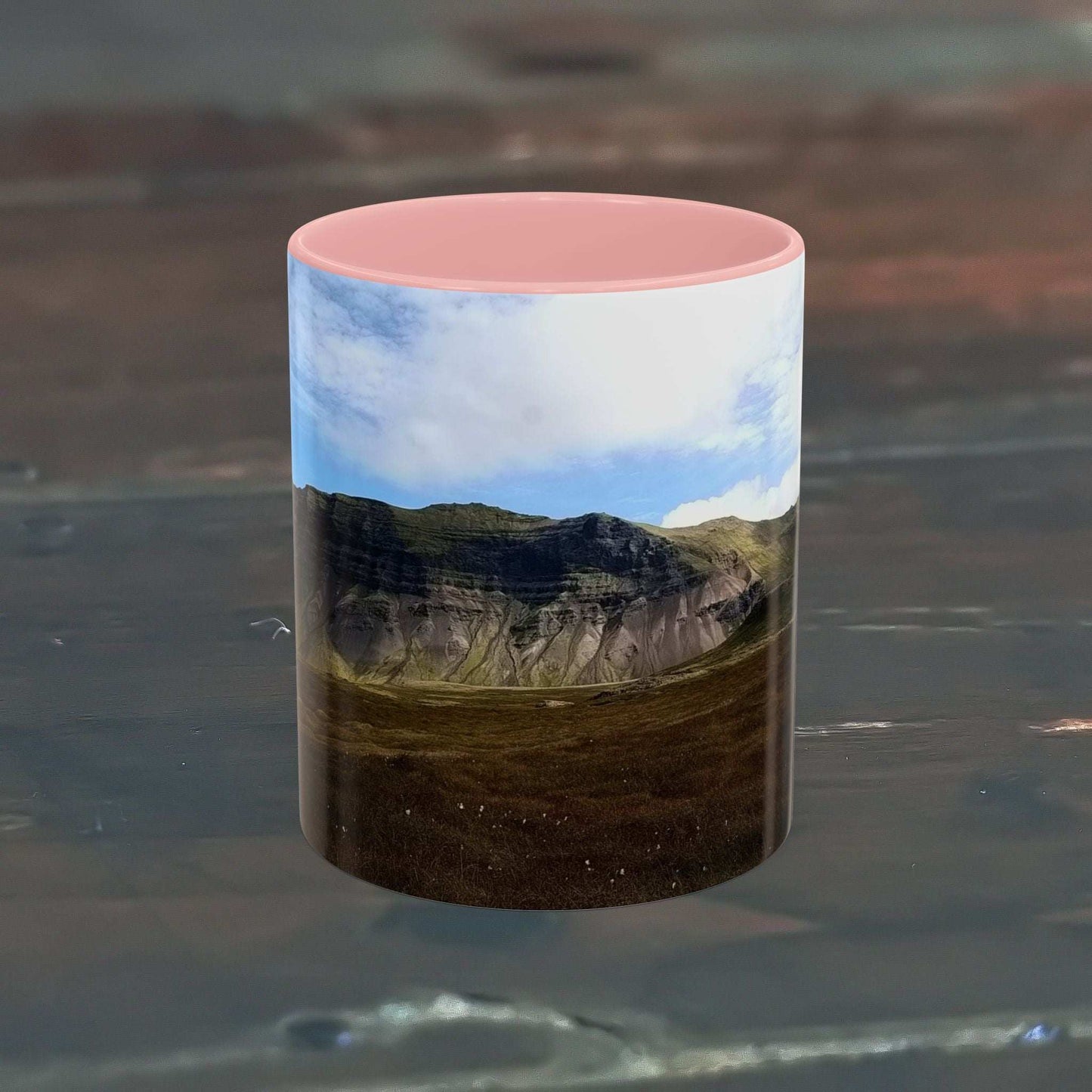 11oz ceramic coffee mug featuring Iceland scenery, perfect for enhancing your morning routine.