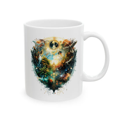 Adventure Landscape Ceramic Mug — Fantasy Nature Compass Design (11oz, 15oz)