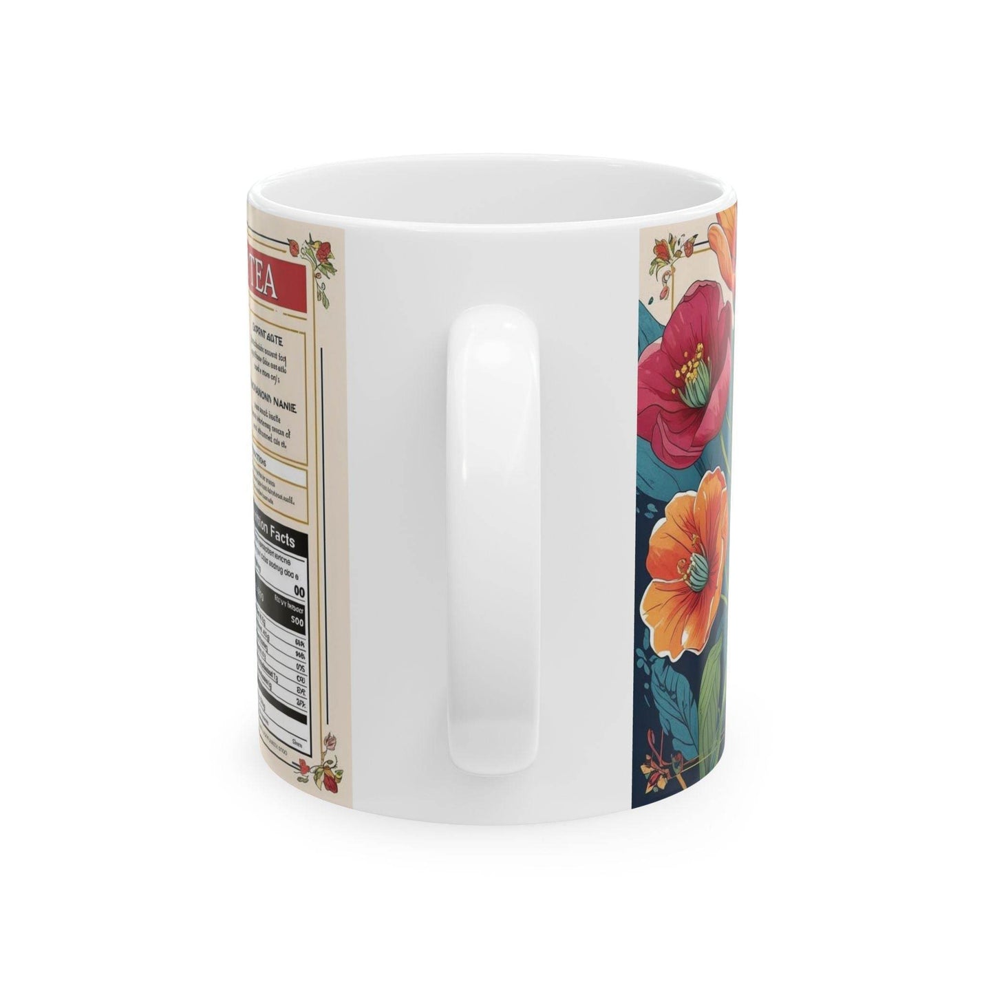 Cozy morning lifestyle view of a 11oz Mug Turkish Flower Tea Ceramic Mug near a sunlit room window for a coffee break.