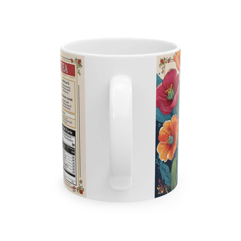 Cozy morning lifestyle view of a 11oz Mug Turkish Flower Tea Ceramic Mug near a sunlit room window for a coffee break.