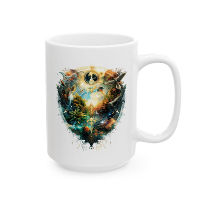 Adventure Landscape Ceramic Mug — Fantasy Nature Compass Design (11oz, 15oz)