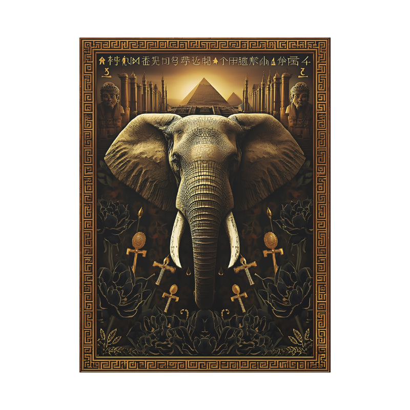 Egyptian Elephant Canvas Print in 36″ x 48″ | 91.44 cm x 121.92 cm size with a stretched 1.25″ | 3.18 cm depth profile.