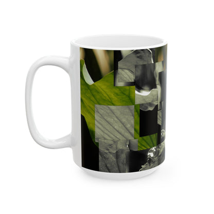 Botanical Ceramic Mug — Abstract Lotus & Leaf Art (11oz, 15oz)