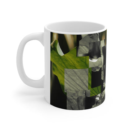 Botanical Ceramic Mug — Abstract Lotus & Leaf Art
