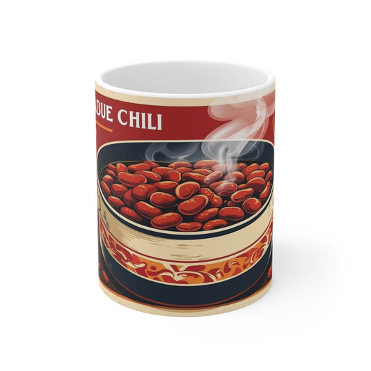 Mug - Steamy Can of Chili Beans Ceramic Coffee Cups - A Pretty Print